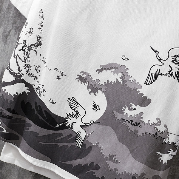 Мъжка риза с класическа яка с копчета в черен и бял цвят 