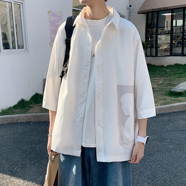 Ежедневна мъжка риза с яка -широк модел