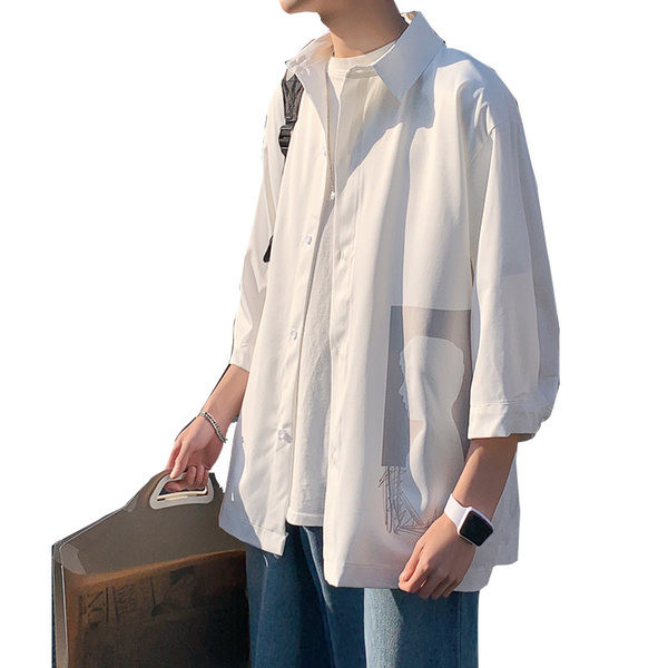 Ежедневна мъжка риза с яка -широк модел