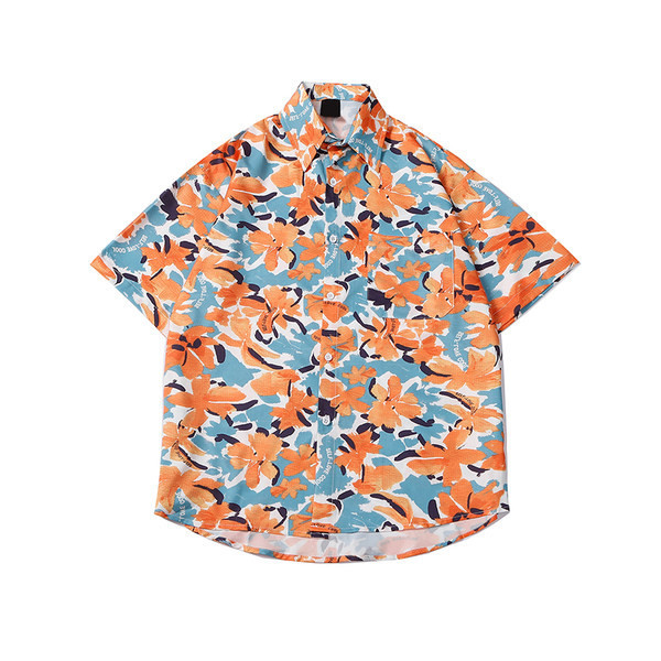 Ежедневна мъжка риза с копчета и флорален десен 