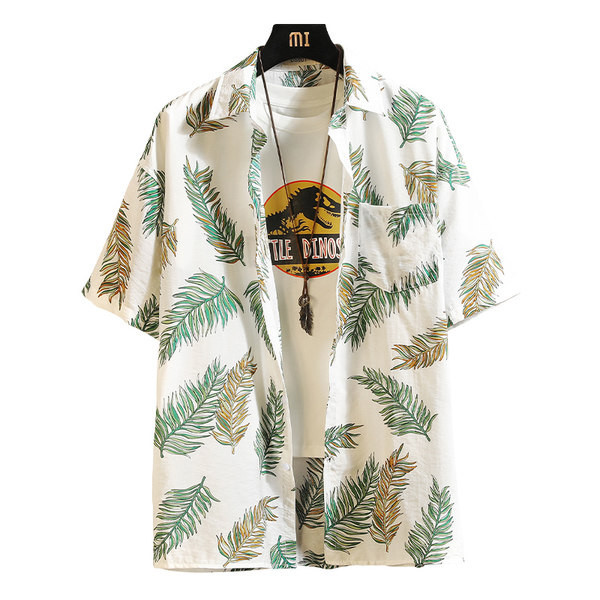 Мъжка лятна риза с къс ръкав джоб и копчета 