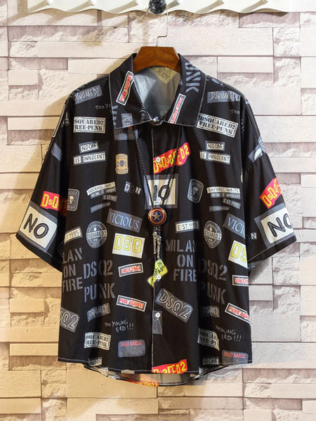 Мъжка цветна ретро риза с 3/4 ръкав и копчета