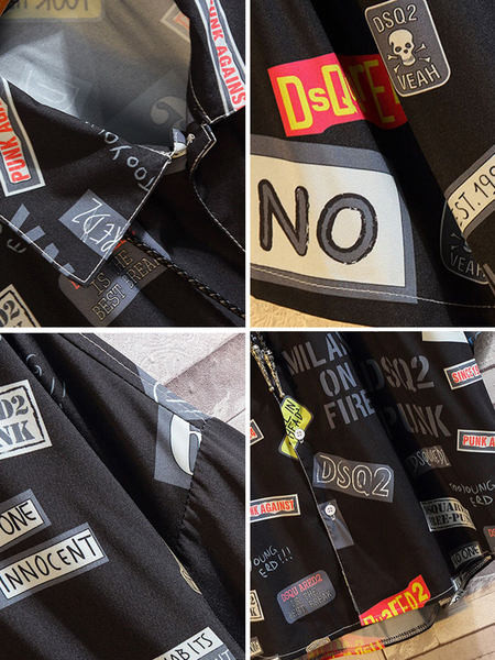 Мъжка цветна ретро риза с 3/4 ръкав и копчета