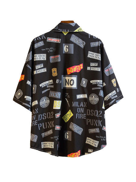 Мъжка цветна ретро риза с 3/4 ръкав и копчета