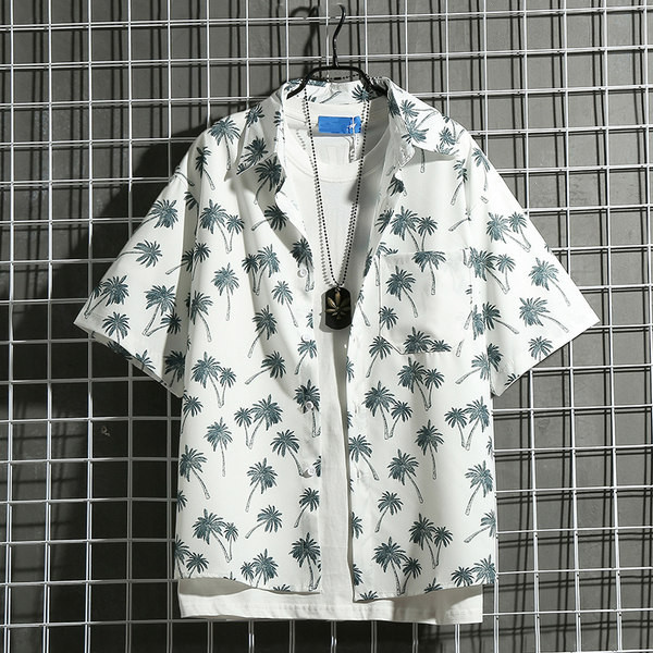 Модерна мъжка риза с копчета и флорален десен в няколко цвята