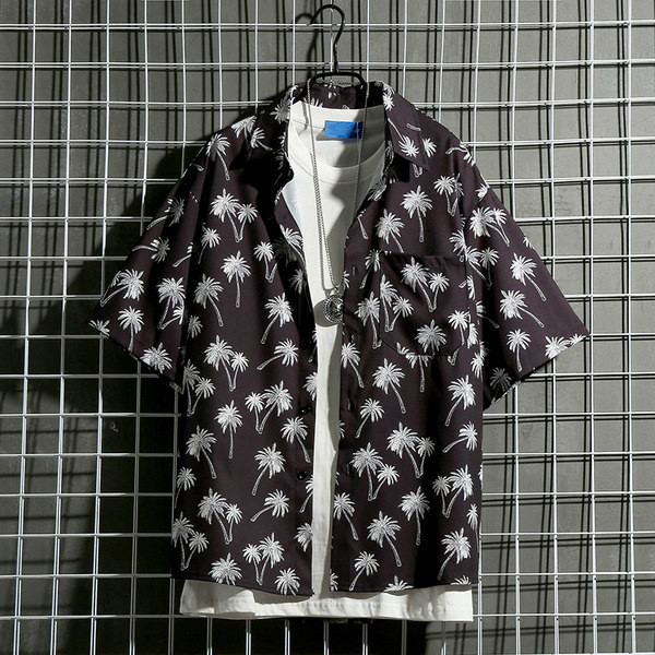 Модерна мъжка риза с копчета и флорален десен в няколко цвята