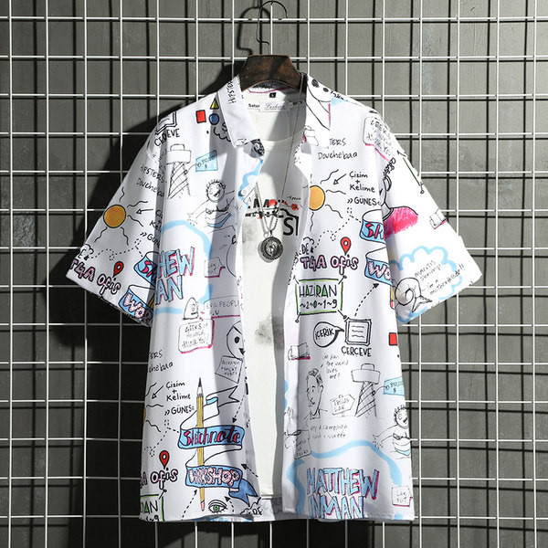 Цветна мъжка риза с  класическа яка и копчета