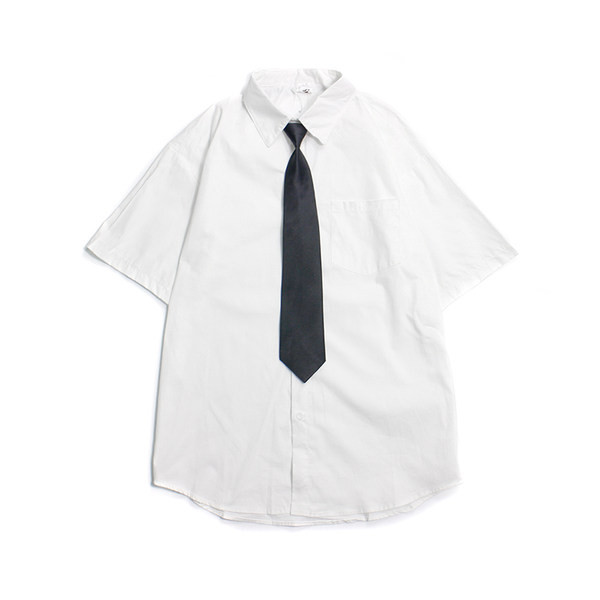 Изчистен модел мъжка риза с къс ръкав в два цвята