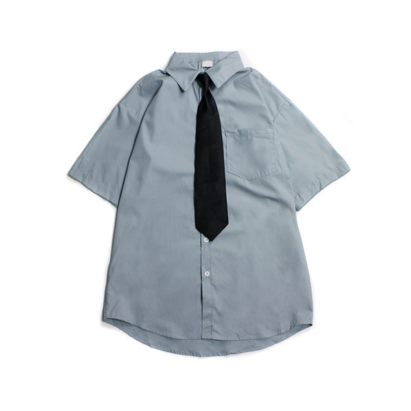 Изчистен модел мъжка риза с къс ръкав в два цвята