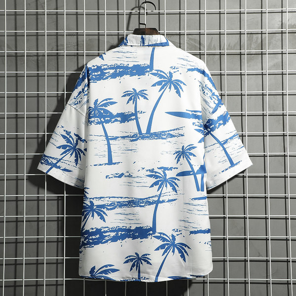 Мъжка ежедневна риза с класическа яка в бял и син цвят 