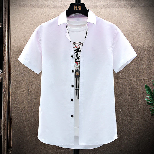 Модерна риза с класическа яка и къс ръкав в няколко цвята за мъже