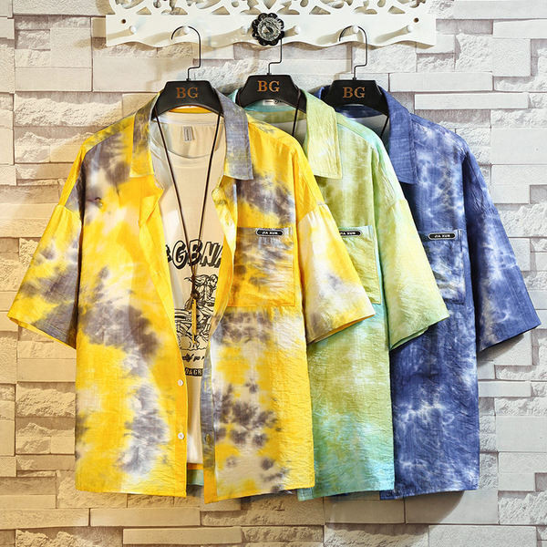 Мъжка лятна риза с преливащи се цветове и 3/4 ръкав  