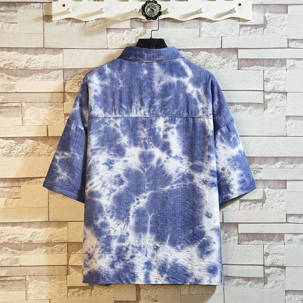 Мъжка лятна риза с преливащи се цветове и 3/4 ръкав  