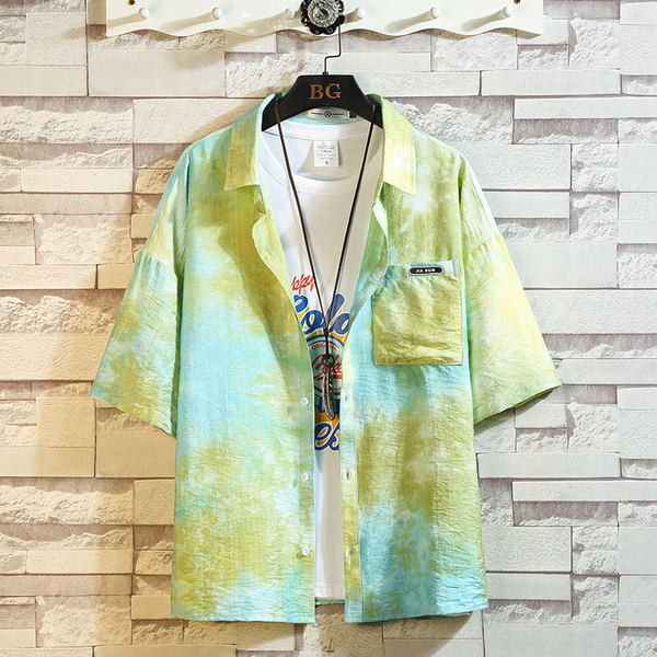 Мъжка лятна риза с преливащи се цветове и 3/4 ръкав  