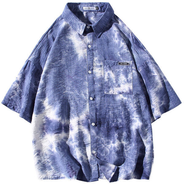 Мъжка лятна риза с преливащи се цветове и 3/4 ръкав  