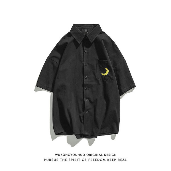 Мъжка риза с класическа яка и бродерия на джоба