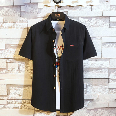 Лятна мъжка риза с класическа яка и къс ръкав - няколко цвята