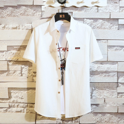 Лятна мъжка риза с класическа яка и къс ръкав - няколко цвята