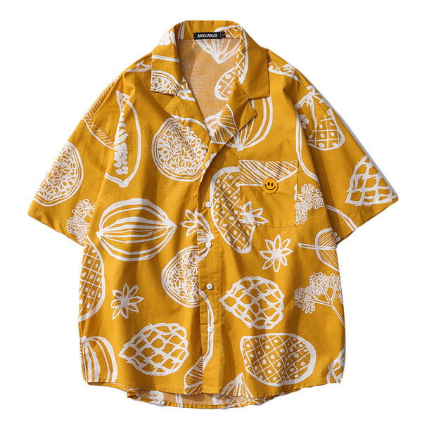 Мъжка риза с класическа яка и къс  ръкав  