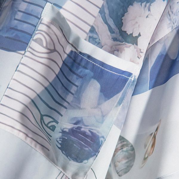 Мъжка широка риза с джоб и къс ръкав