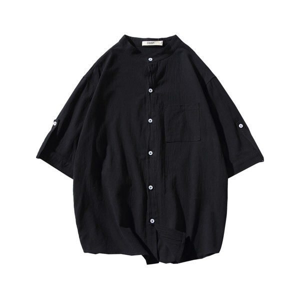 Мъжка ежедневна риза с 3/4 ръкав копчета и джоб