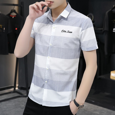 Нов модел лятна мъжка риза с къс ръкав -няколко цвята