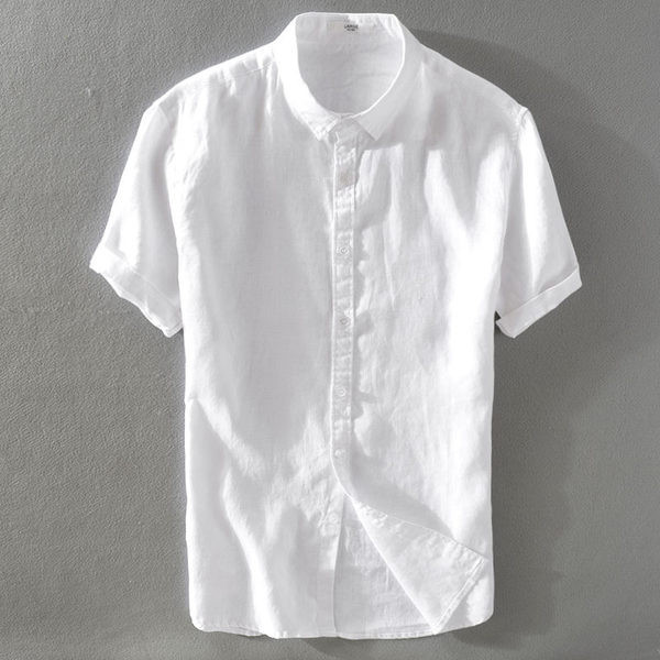 Мъжка едноцветна риза изчистен модел с копчета