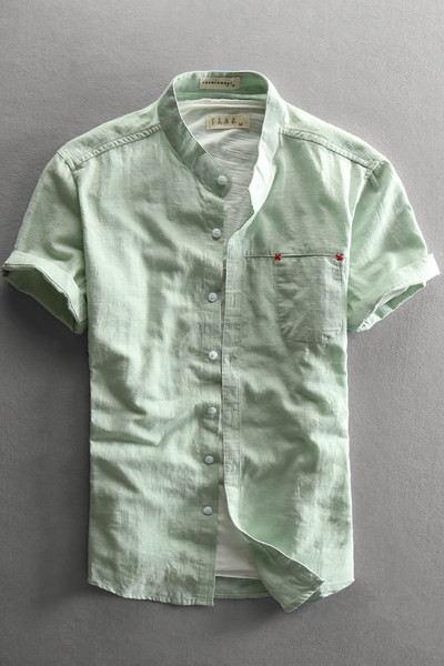 Мъжка лятна едноцветна риза с копчета