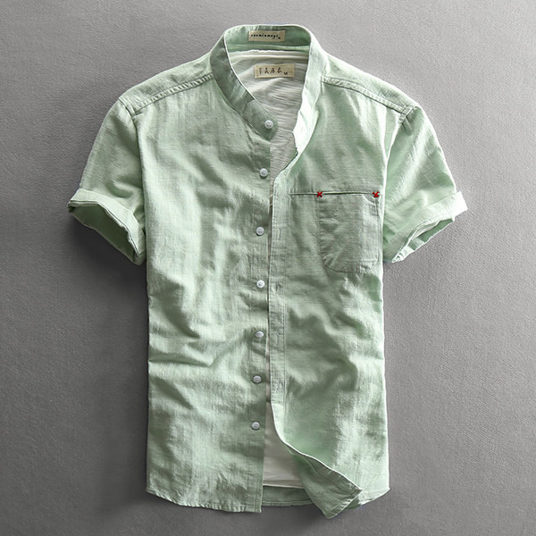 Мъжка лятна едноцветна риза с копчета