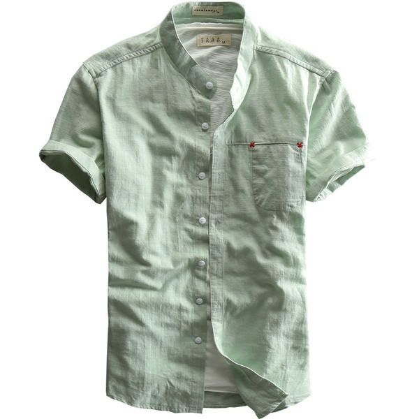 Мъжка лятна едноцветна риза с копчета