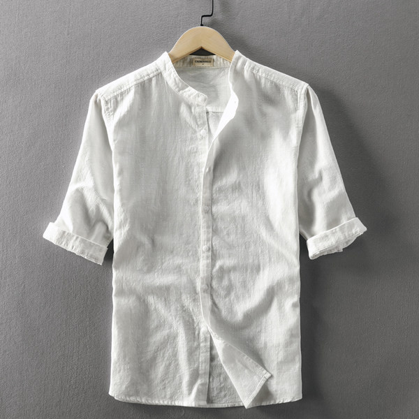 Лятна едноцветна риза с регулиращи се ръкави