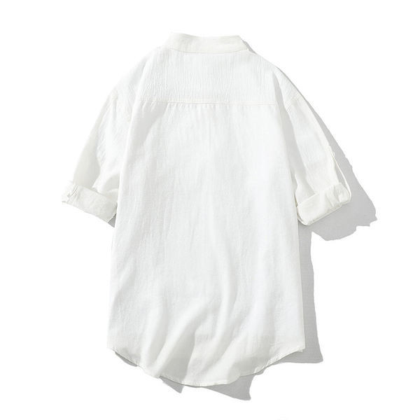 Мъжка риза широк модел с подвити ръкави и копчета 