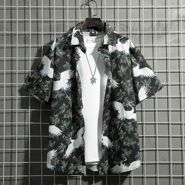 Мъжка риза с копчета и класическа яка в зелен цвят 