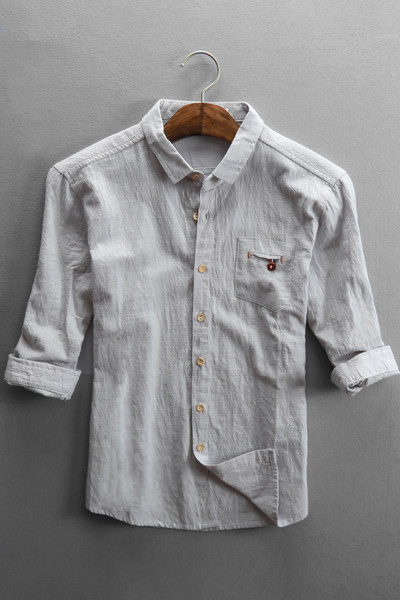 Лятна памучна риза с 3/4 ръкав за мъже