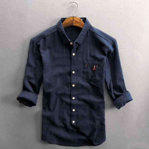 Лятна памучна риза с 3/4 ръкав за мъже