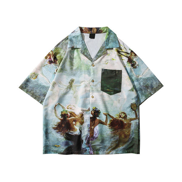 Мъжка риза с цветен десен и джоб