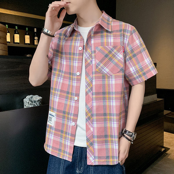 Ежедневна риза с джоб и къс ръкав -няколко цвята