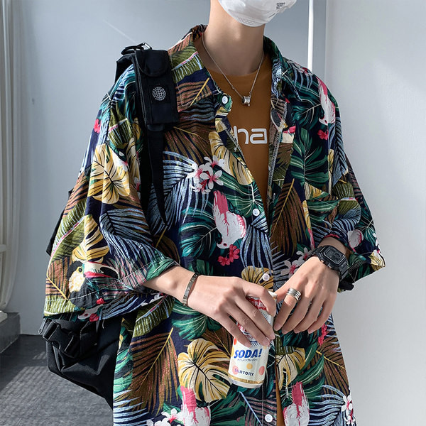 Широк модел риза с 3/4 ръкав за мъже 