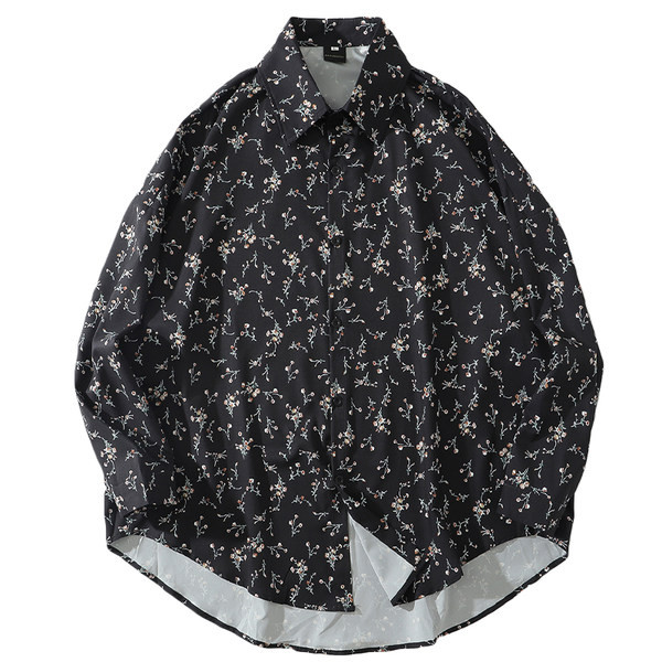 Мъжка риза с флорален десен и  дълъг ръкав