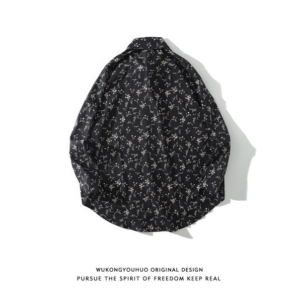 Мъжка риза с флорален десен и  дълъг ръкав