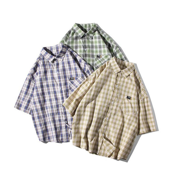 Мъжка ежедневна риза с 3/4 ръкав и емблема 