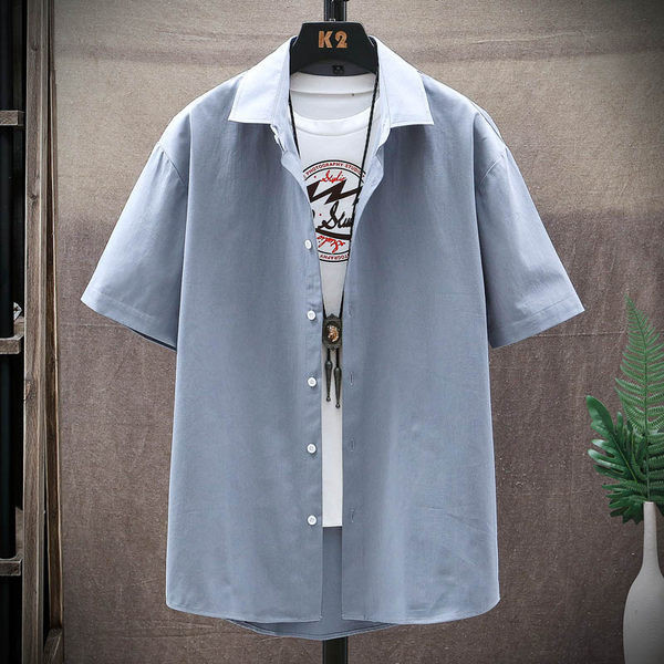 Нов модел мъжка риза с класическа яка и къс ръкав в няколко цвята