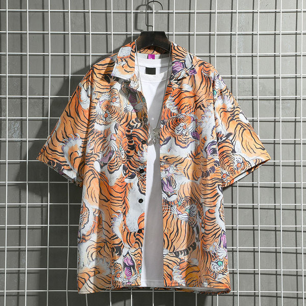 Мъжка стилна риза с копчета и къс ръкав 