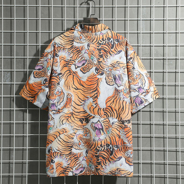 Мъжка стилна риза с копчета и къс ръкав 