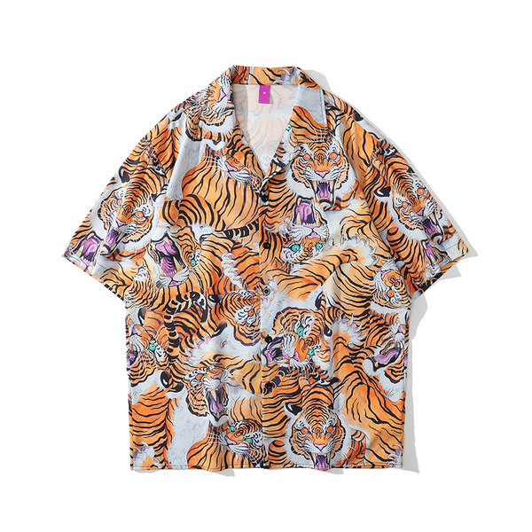 Мъжка стилна риза с копчета и къс ръкав 