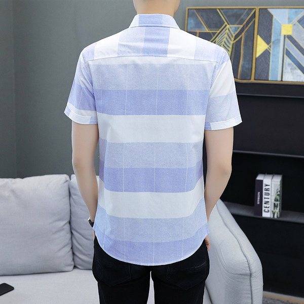 Ежедневна раирана мъжка риза с бродерия в няколко цвята