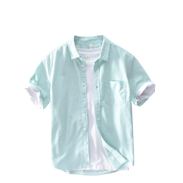 Ежедневна памучна риза за мъже с къс ръкав