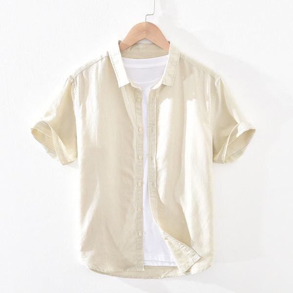 Лятна едноцветна риза с къс ръкав