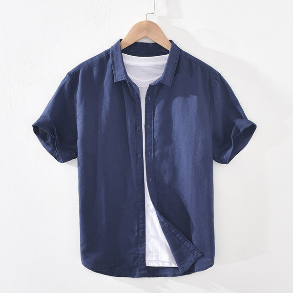 Лятна едноцветна риза с къс ръкав