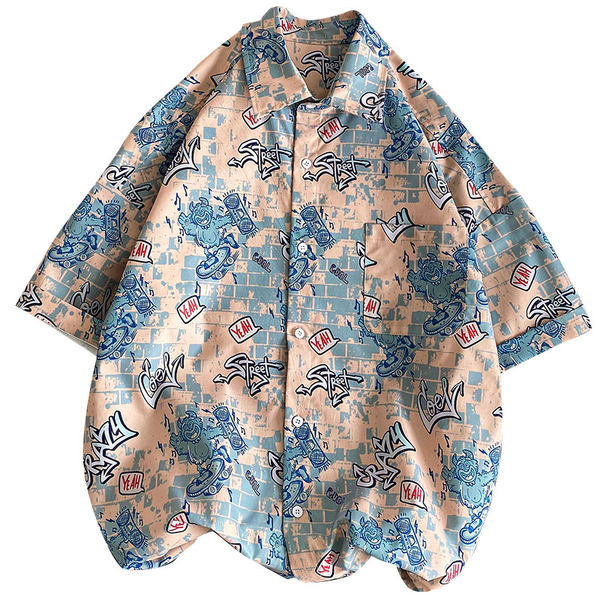 Мъжка ежедневна  риза с цветна апликация и копчета 